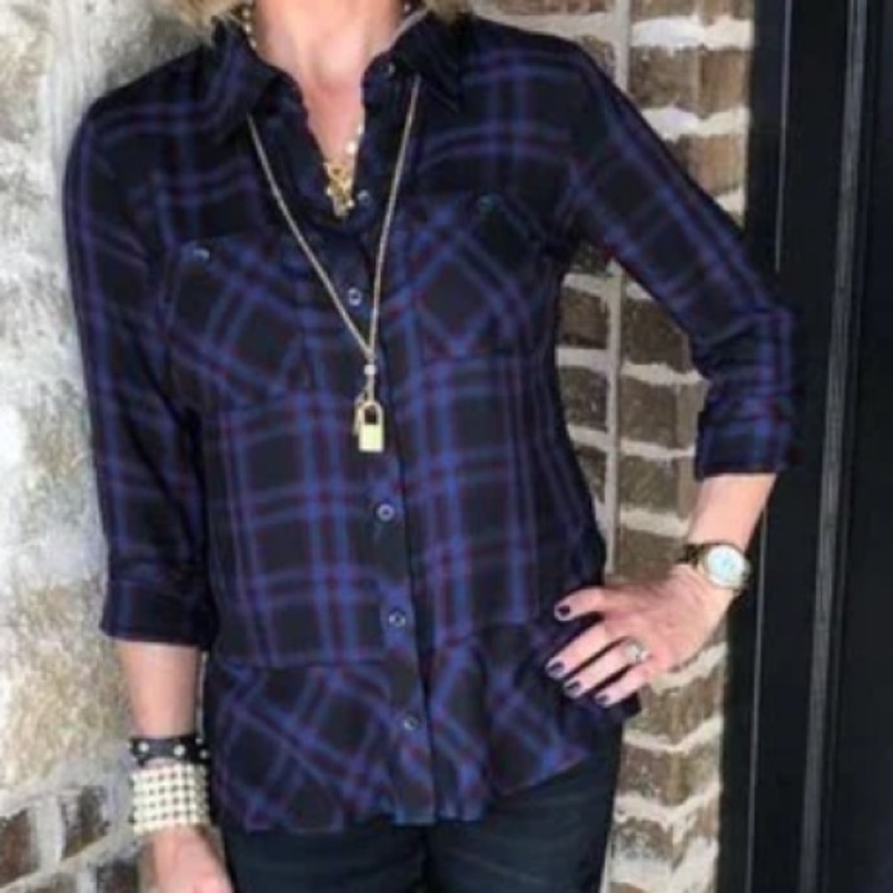CAbi 3431 Moody Plaid button up EUC